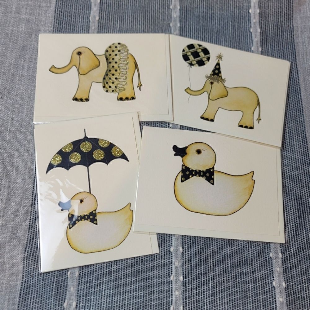 NEW- S.E. HAGARMAN Animal Baby Shower Card Bundle (4)
